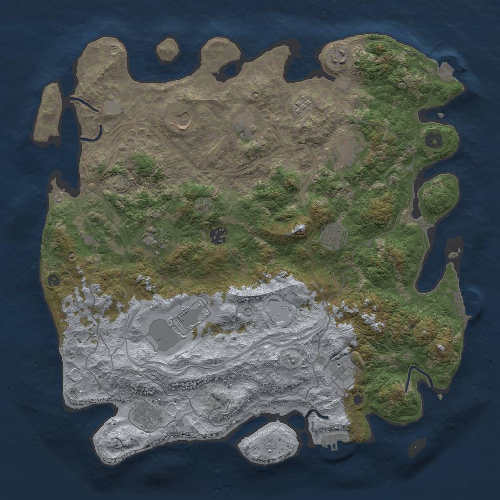 Rust Map: Procedural Map, Size: 4250, Seed: 1914391174, 19 Monuments