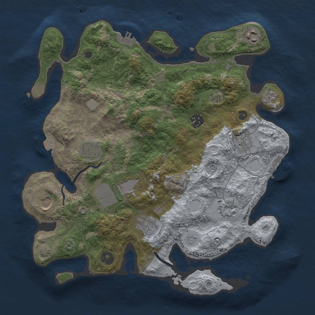 Rust Map: Procedural Map, Size: 3500, Seed: 354008177, 17 Monuments