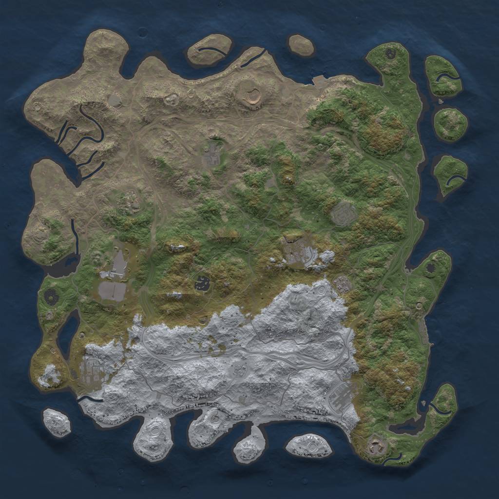 Rust Map: Procedural Map, Size: 4800, Seed: 3444967, 18 Monuments
