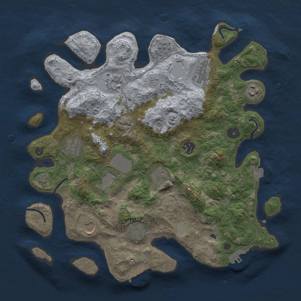 Rust Map: Procedural Map, Size: 3700, Seed: 1888556408, 18 Monuments