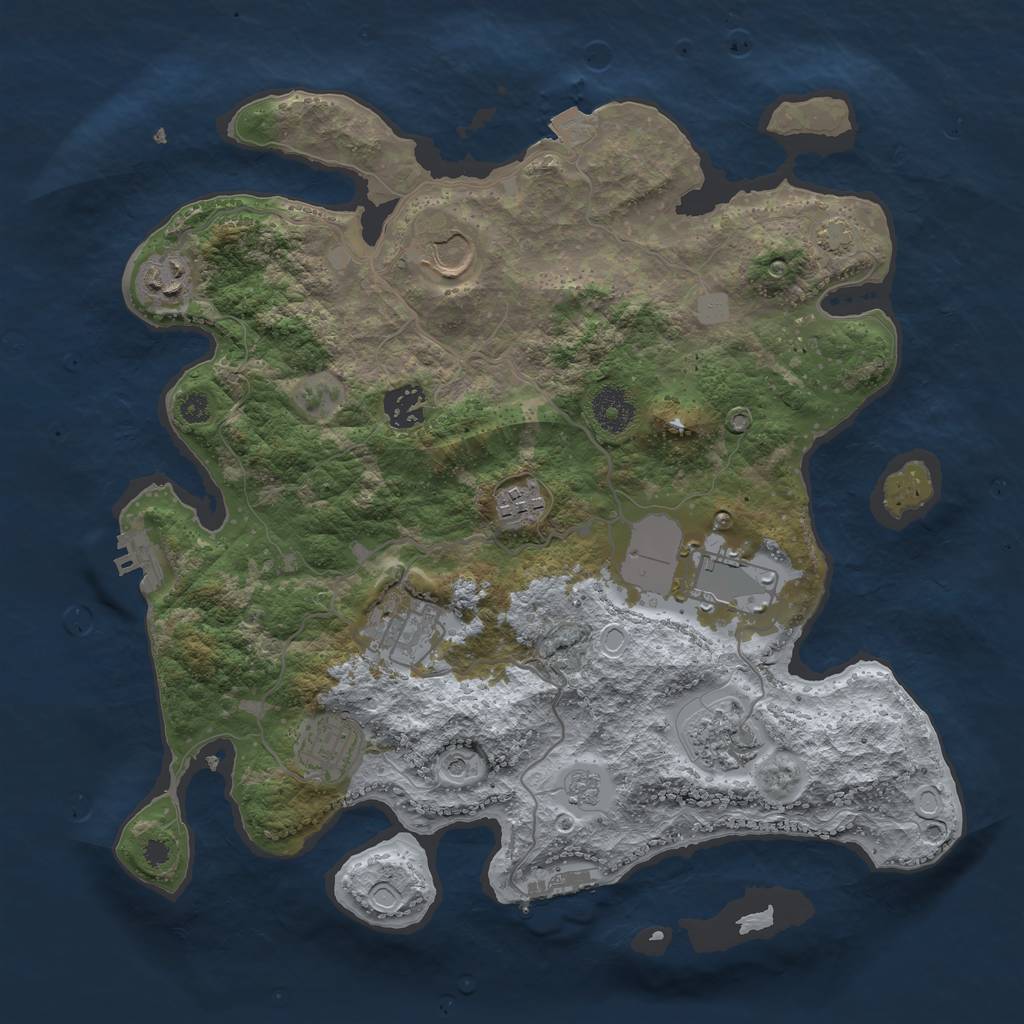 Rust Map: Procedural Map, Size: 3500, Seed: 632241482, 16 Monuments