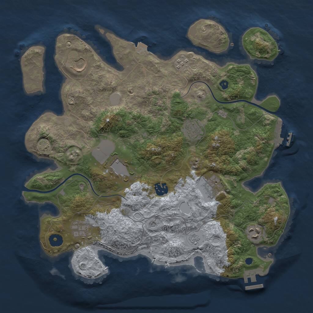 Rust Map: Procedural Map, Size: 3500, Seed: 102023, 14 Monuments