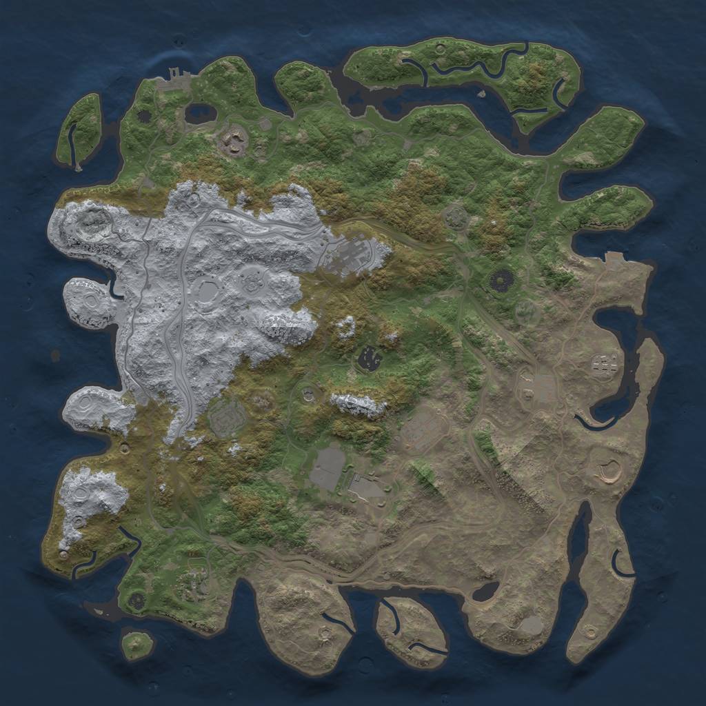 Rust Map: Procedural Map, Size: 4500, Seed: 596294072, 17 Monuments