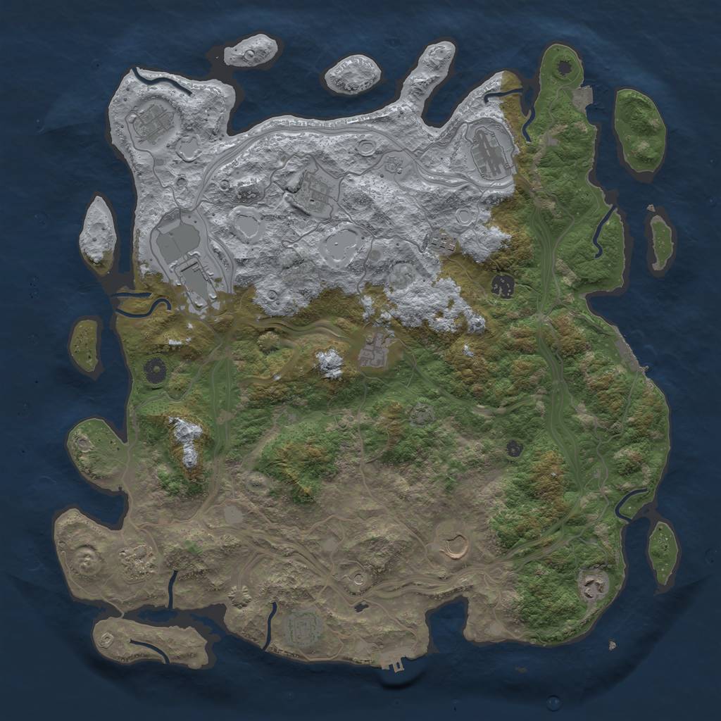 Rust Map: Procedural Map, Size: 4500, Seed: 3214305, 19 Monuments