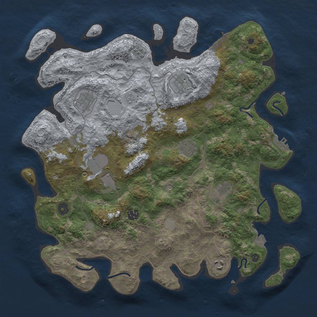 Rust Map: Procedural Map, Size: 4000, Seed: 1688589234, 16 Monuments