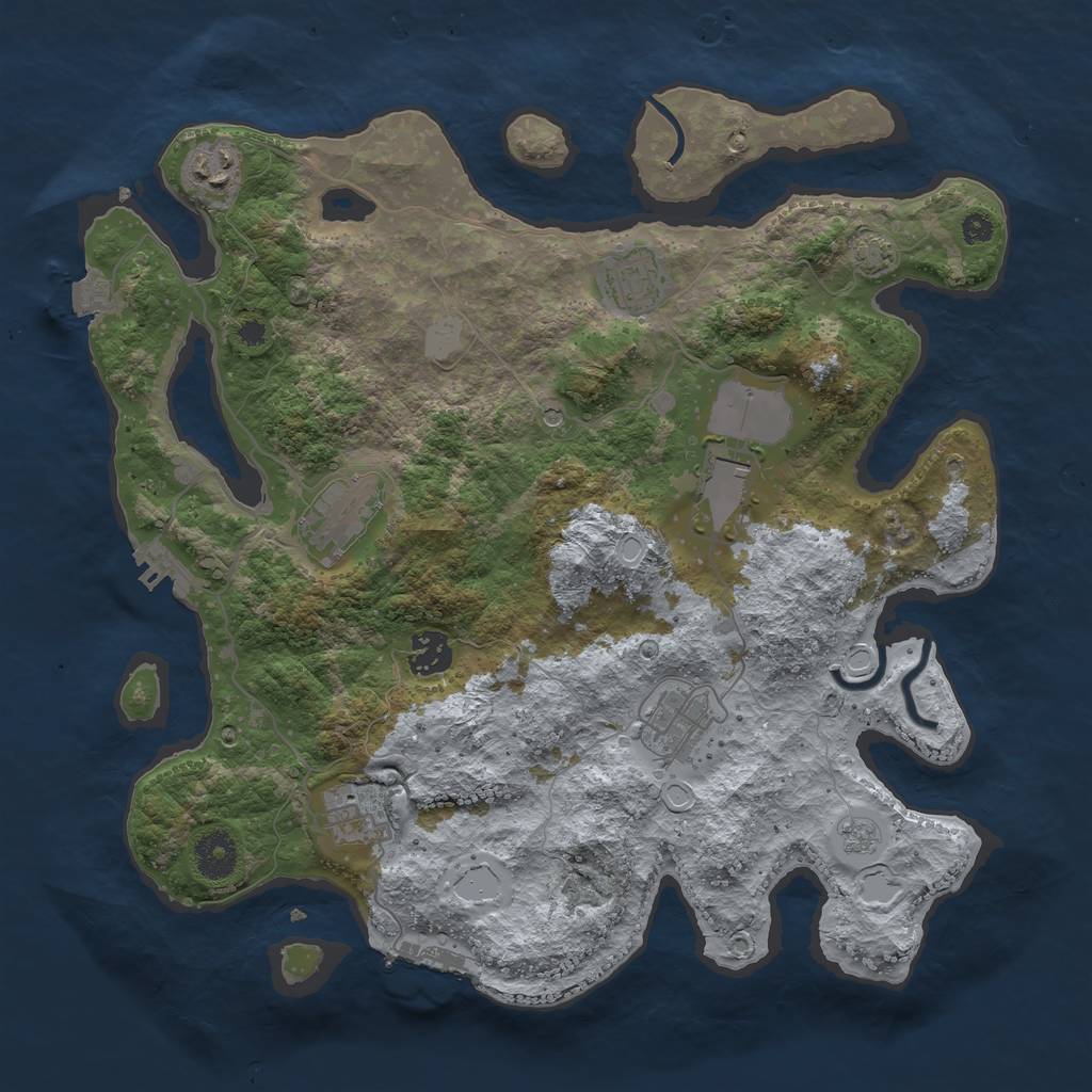 Rust Map: Procedural Map, Size: 3600, Seed: 20308, 15 Monuments