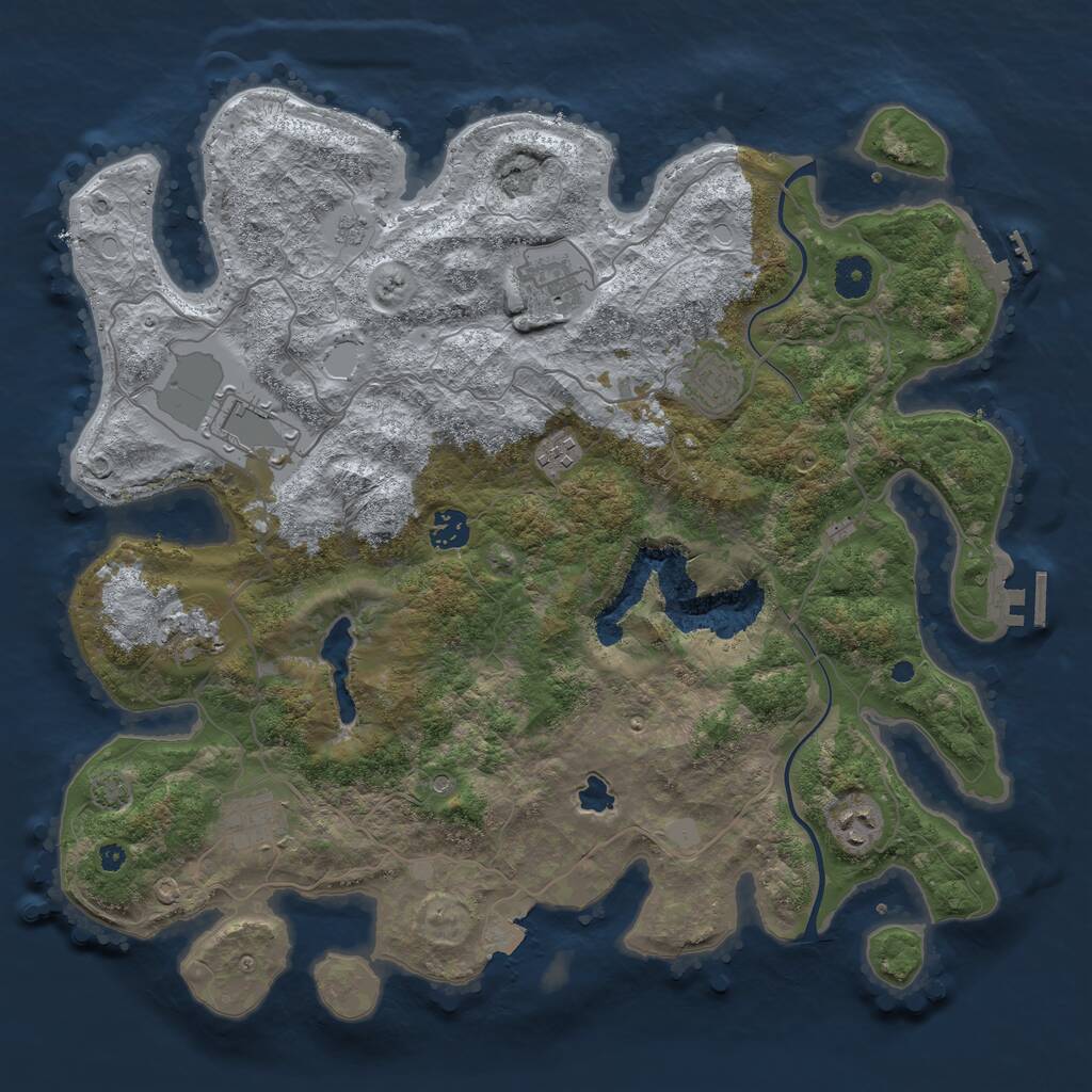 Rust Map: Procedural Map, Size: 4000, Seed: 869671620, 14 Monuments