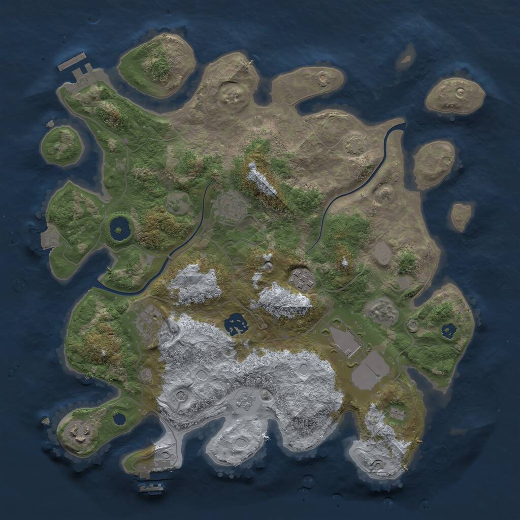 Rust Map: Procedural Map, Size: 3500, Seed: 62254313, 12 Monuments