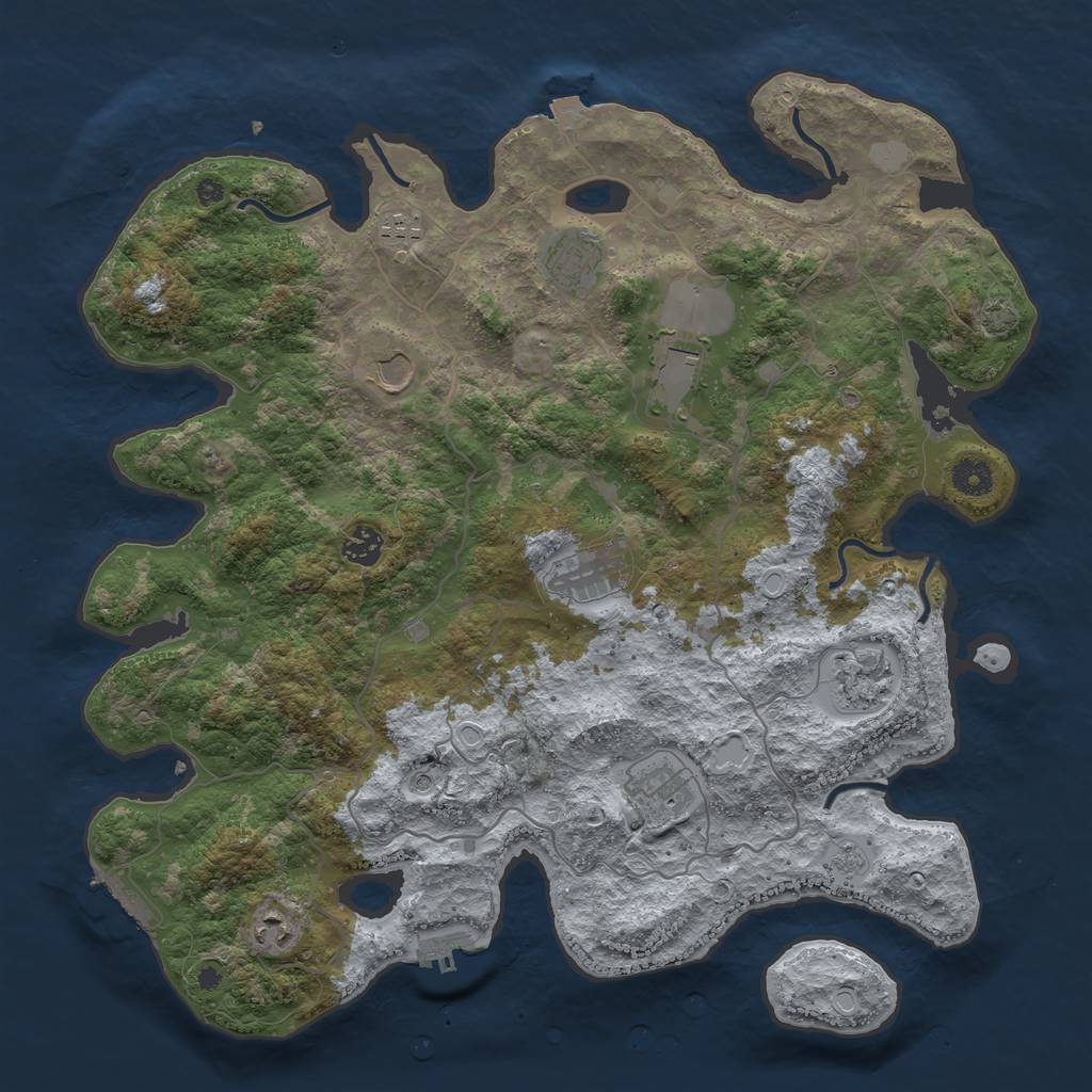 Rust Map: Procedural Map, Size: 4100, Seed: 501937, 17 Monuments