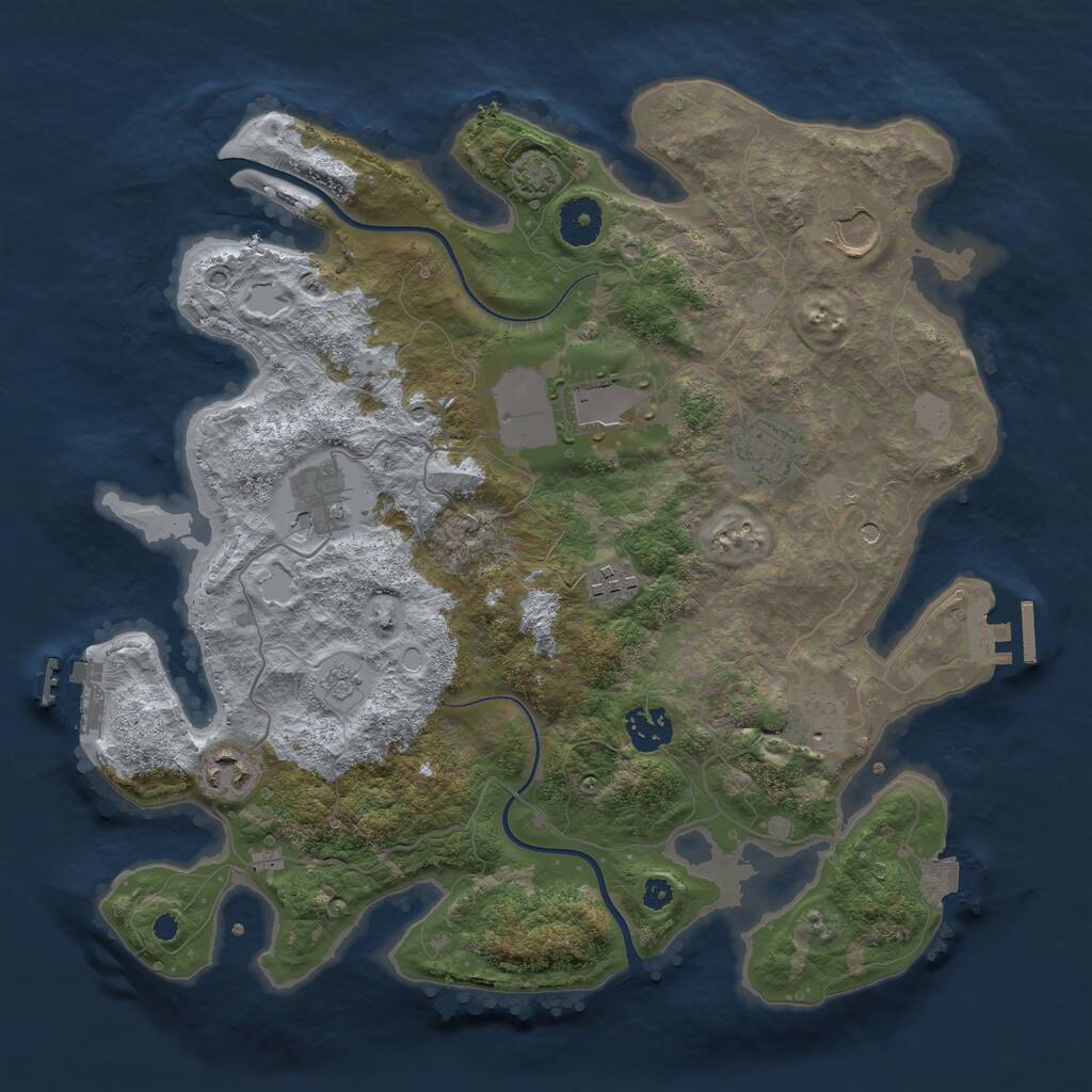 Rust Map: Procedural Map, Size: 3550, Seed: 27366532, 14 Monuments