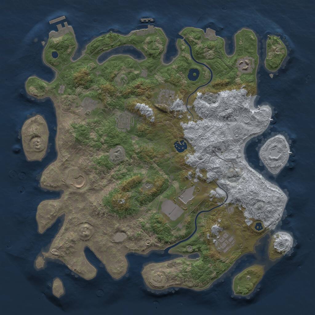 Rust Map: Procedural Map, Size: 3850, Seed: 78843941, 15 Monuments