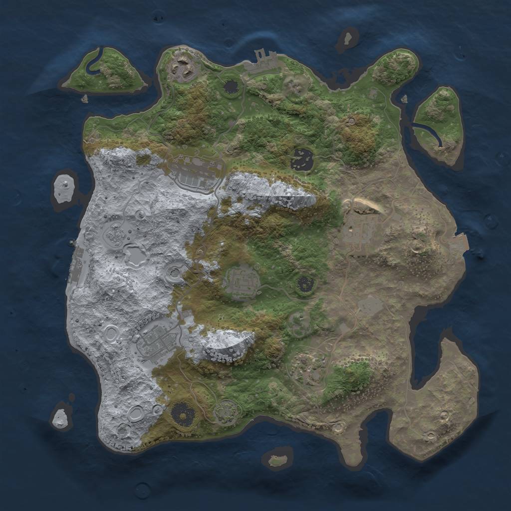 Rust Map: Procedural Map, Size: 3250, Seed: 945064166, 15 Monuments