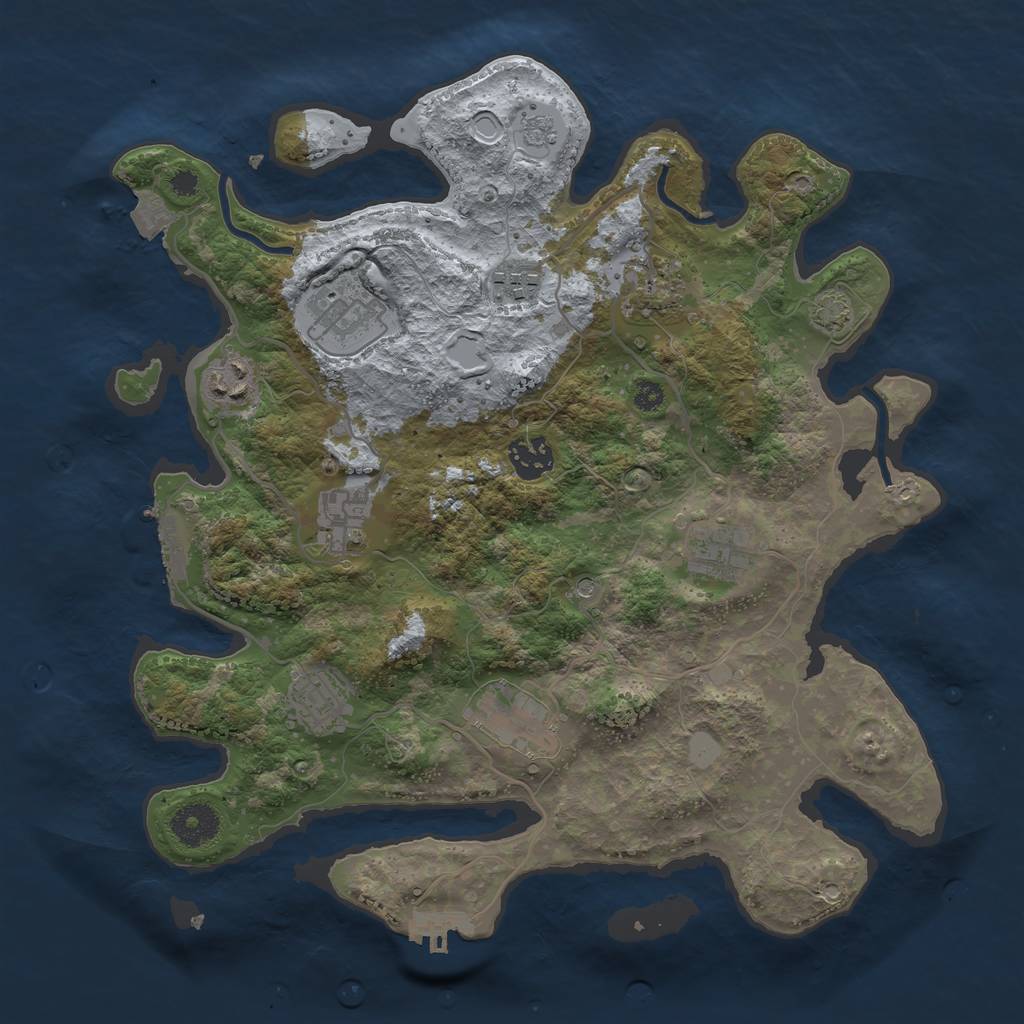 Rust Map: Procedural Map, Size: 3450, Seed: 85388371, 17 Monuments