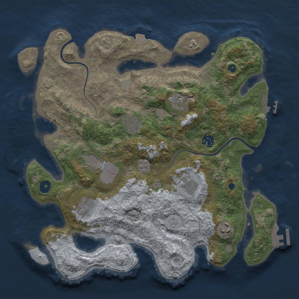 Rust Map: Procedural Map, Size: 3700, Seed: 16406342, 14 Monuments