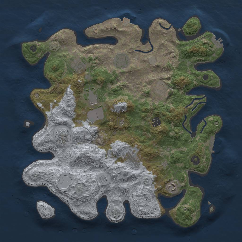 Rust Map: Procedural Map, Size: 3800, Seed: 17614951, 17 Monuments