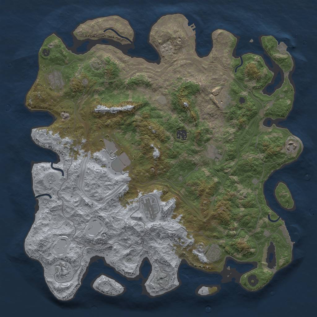 Rust Map: Procedural Map, Size: 4300, Seed: 85848250, 18 Monuments