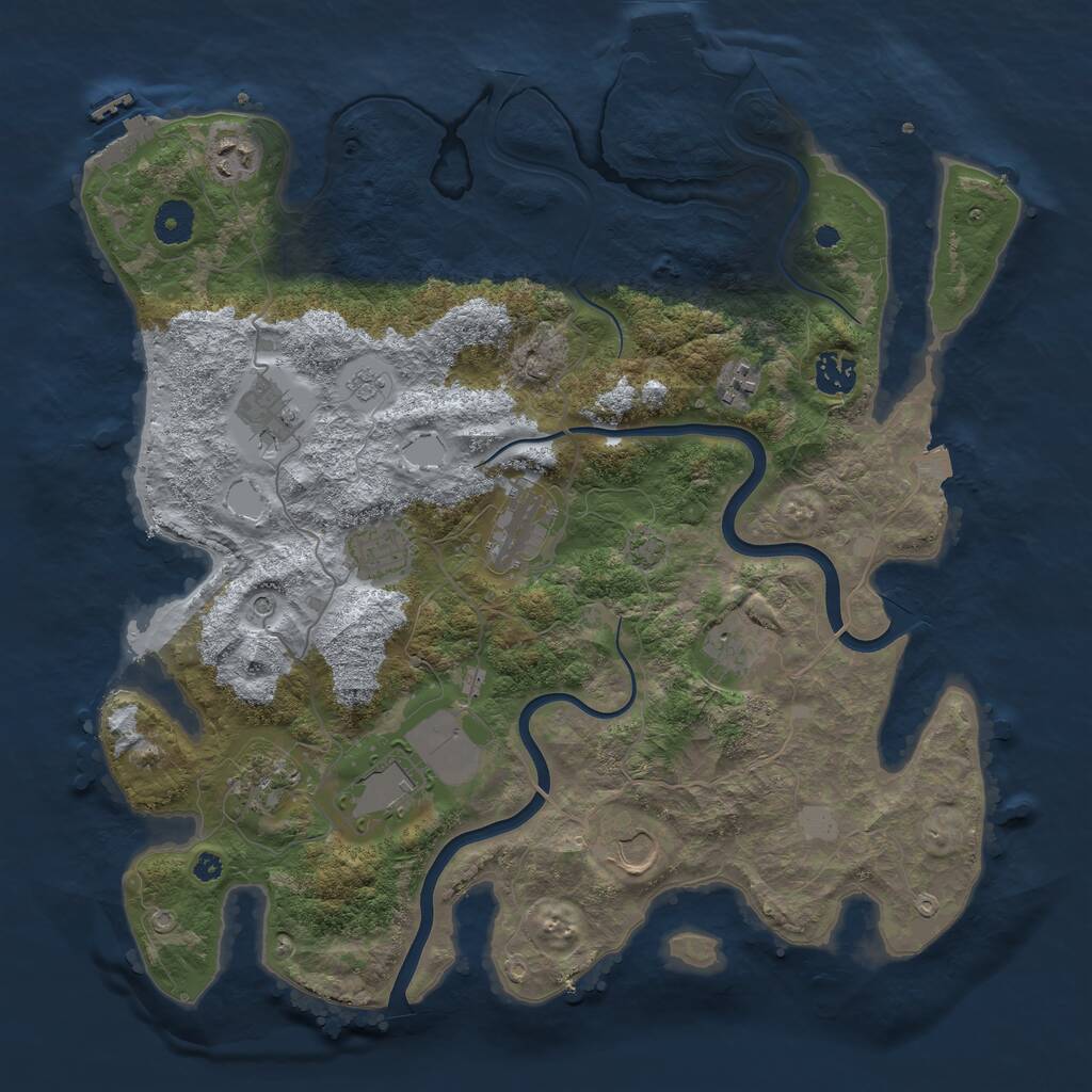 Rust Map: Procedural Map, Size: 3850, Seed: 19933254, 16 Monuments