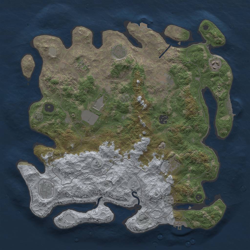 Rust Map: Procedural Map, Size: 4000, Seed: 73189637, 17 Monuments