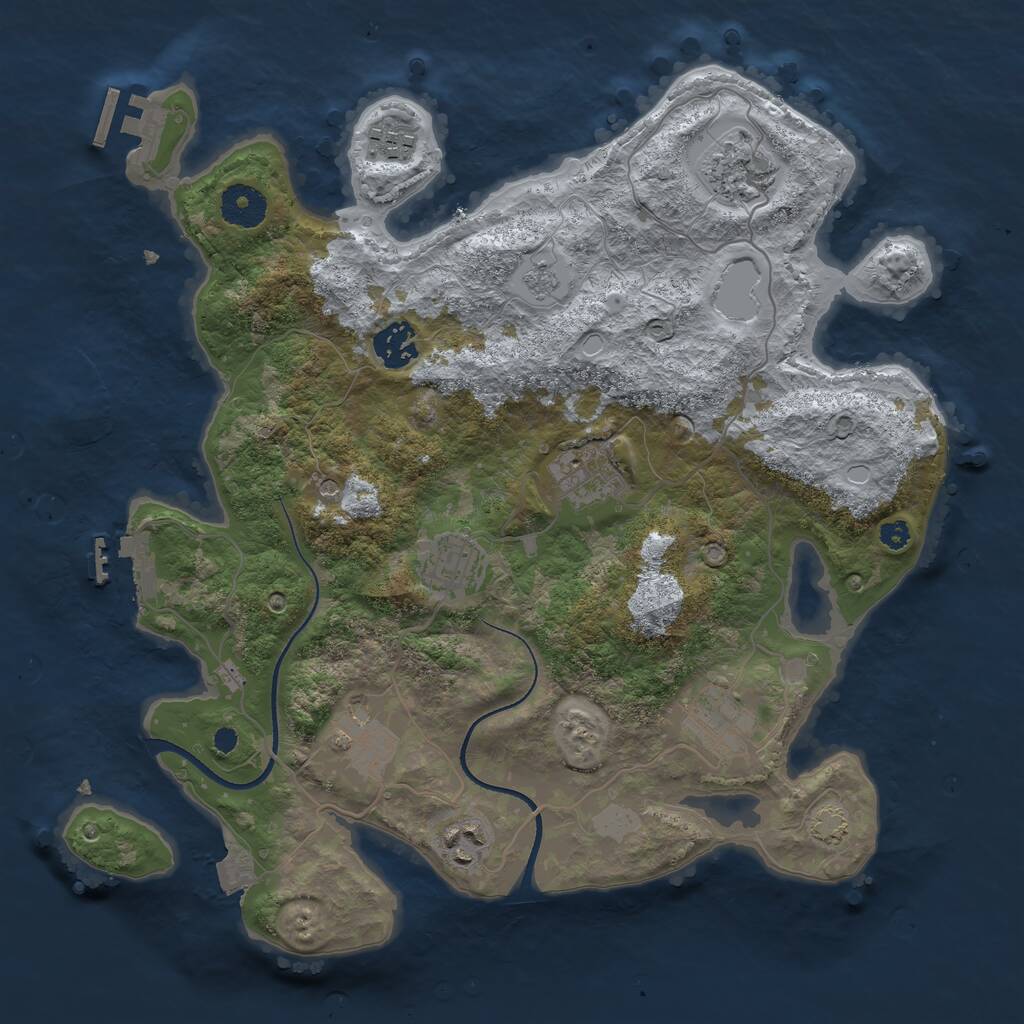 Rust Map: Procedural Map, Size: 3450, Seed: 28892609, 14 Monuments