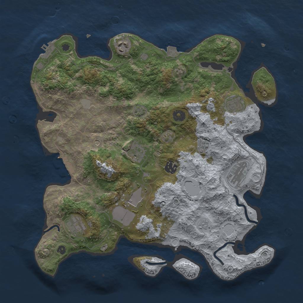 Rust Map: Procedural Map, Size: 3650, Seed: 29503344, 16 Monuments