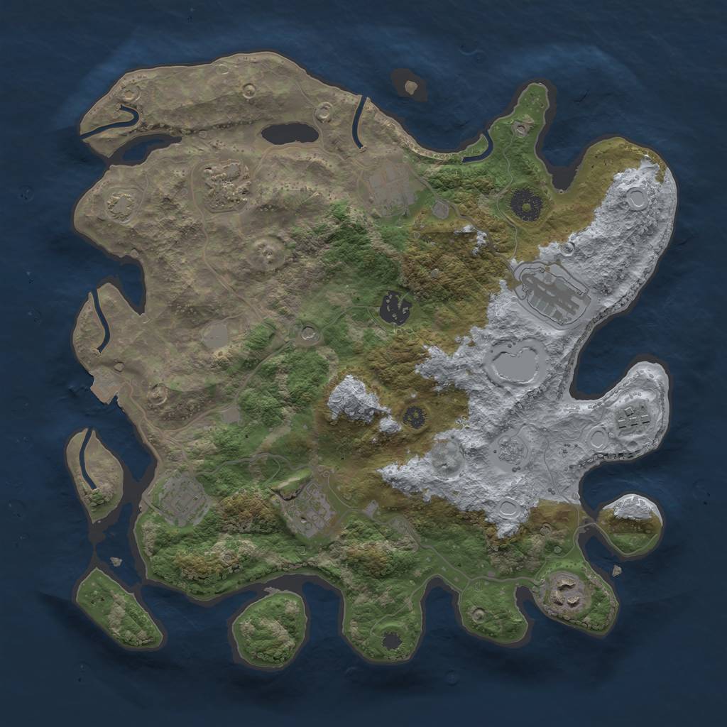 Rust Map: Procedural Map, Size: 3400, Seed: 93264195, 14 Monuments