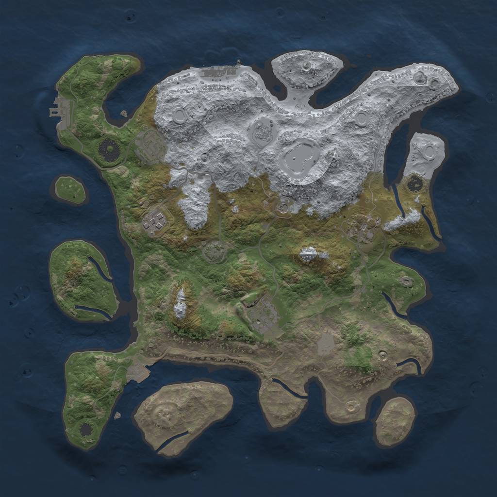 Rust Map: Procedural Map, Size: 3400, Seed: 48171569, 12 Monuments