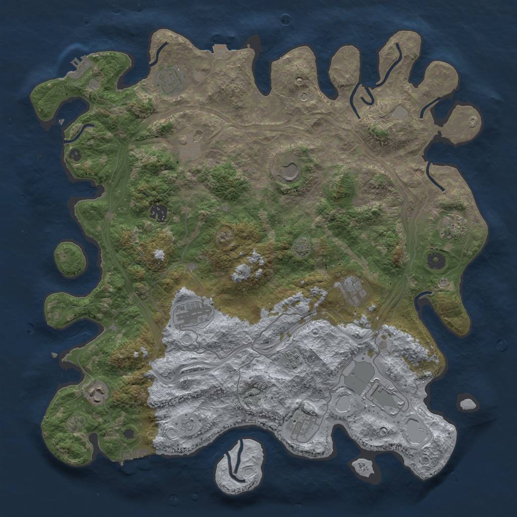 Rust Map: Procedural Map, Size: 4300, Seed: 80549752, 19 Monuments