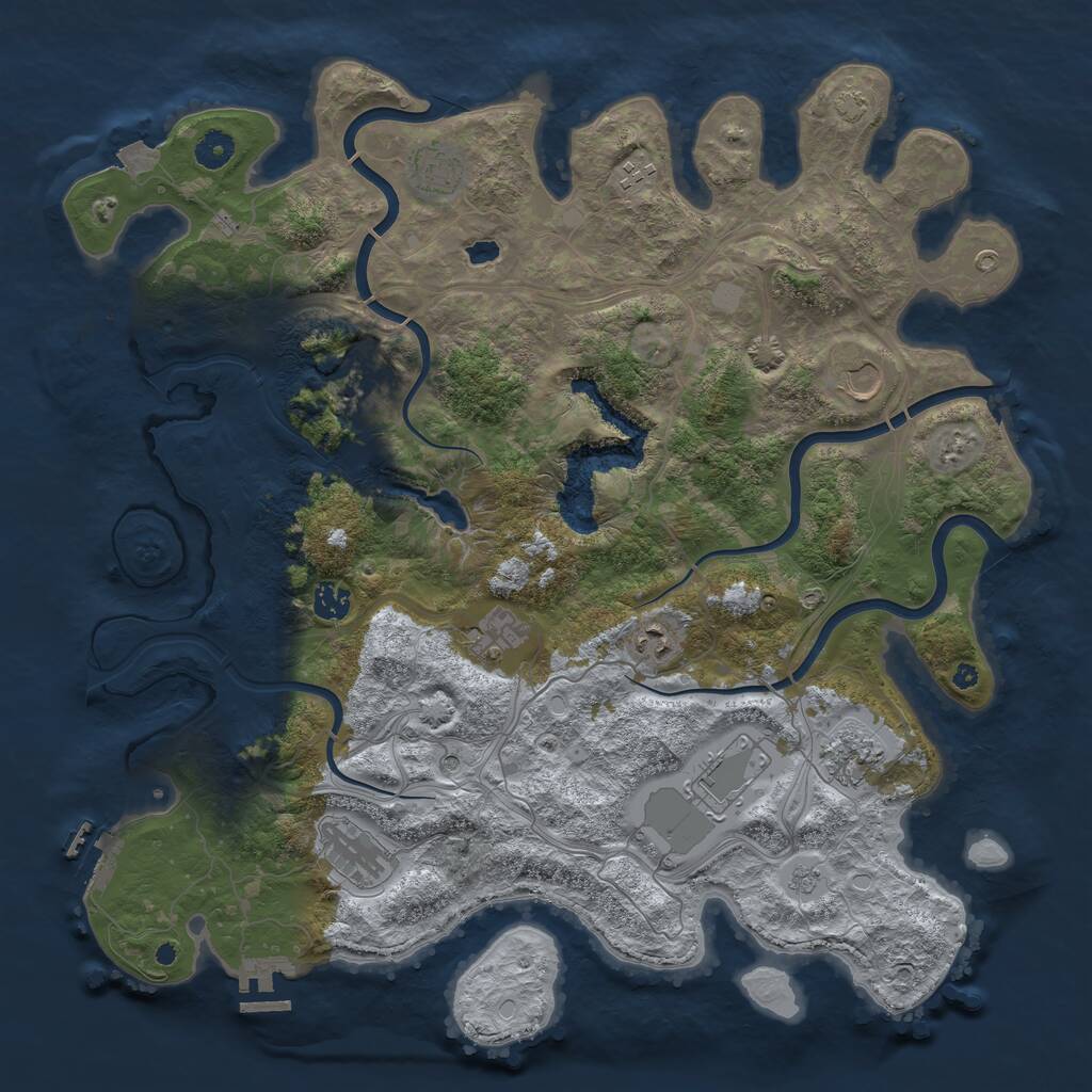 Rust Map: Procedural Map, Size: 4300, Seed: 80549752, 16 Monuments