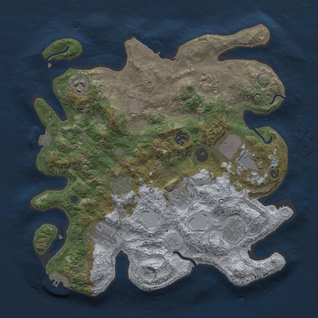 Rust Map: Procedural Map, Size: 3500, Seed: 5200, 16 Monuments