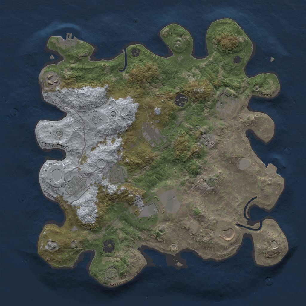 Rust Map: Procedural Map, Size: 3500, Seed: 1670511711, 16 Monuments