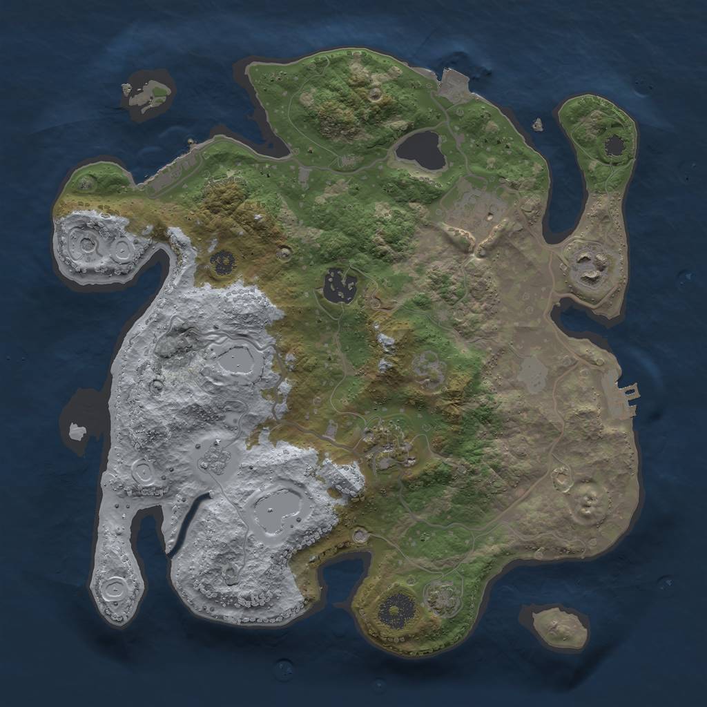 Rust Map: Procedural Map, Size: 3000, Seed: 1893575743, 12 Monuments