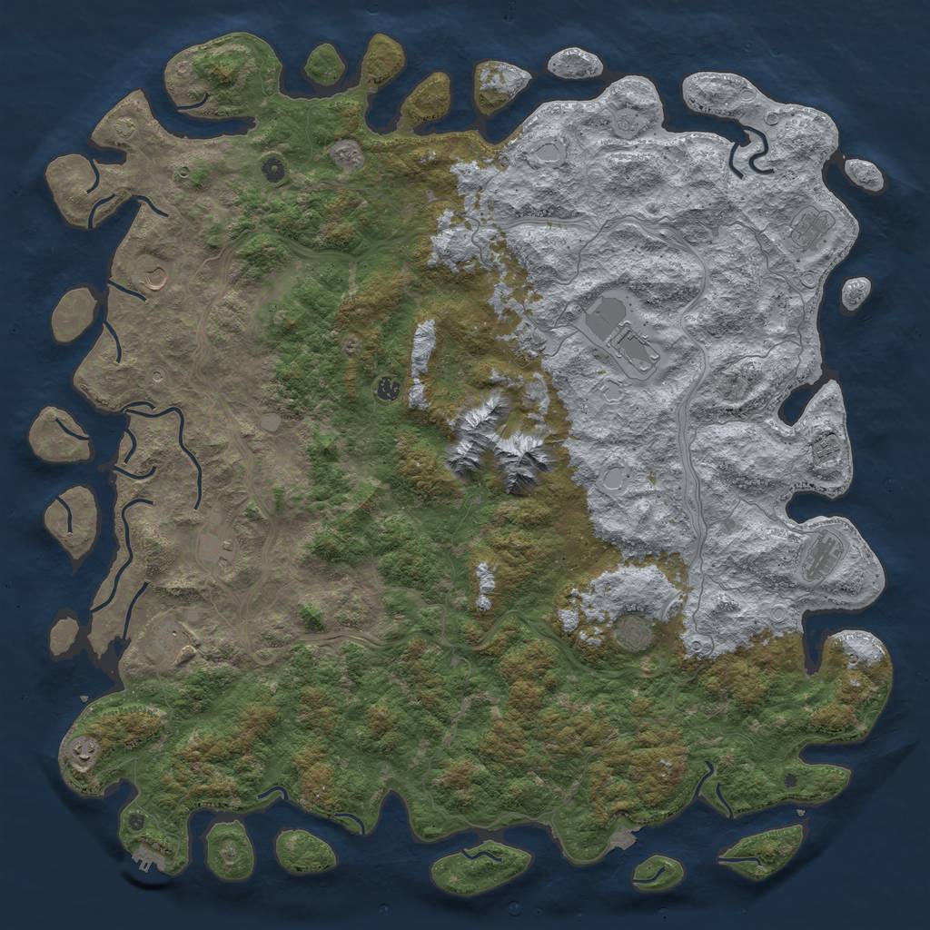 Rust Map: Procedural Map, Size: 6000, Seed: 1386239654, 18 Monuments
