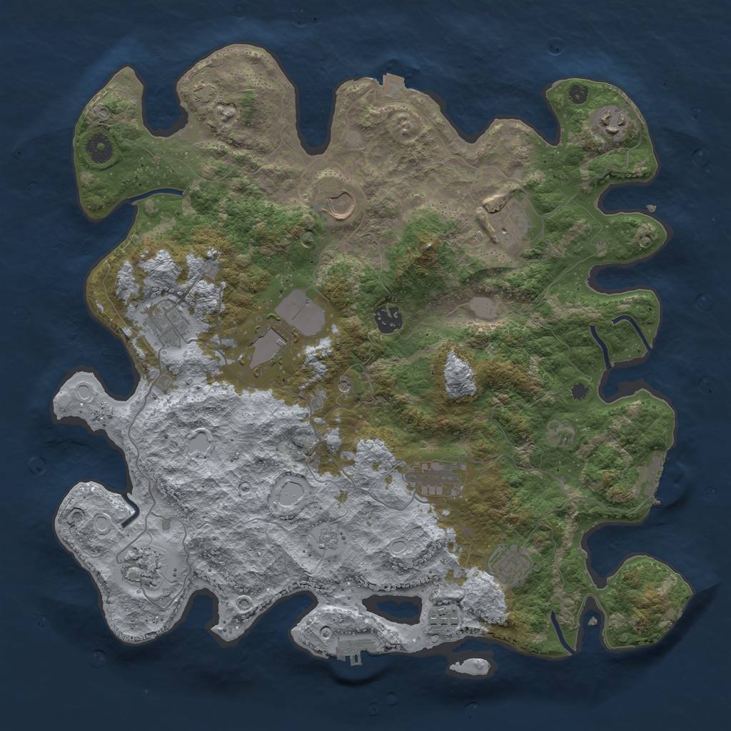 Rust Map: Procedural Map, Size: 3950, Seed: 61673654, 18 Monuments