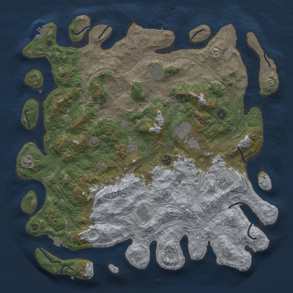 Rust Map: Procedural Map, Size: 4500, Seed: 3127089, 16 Monuments