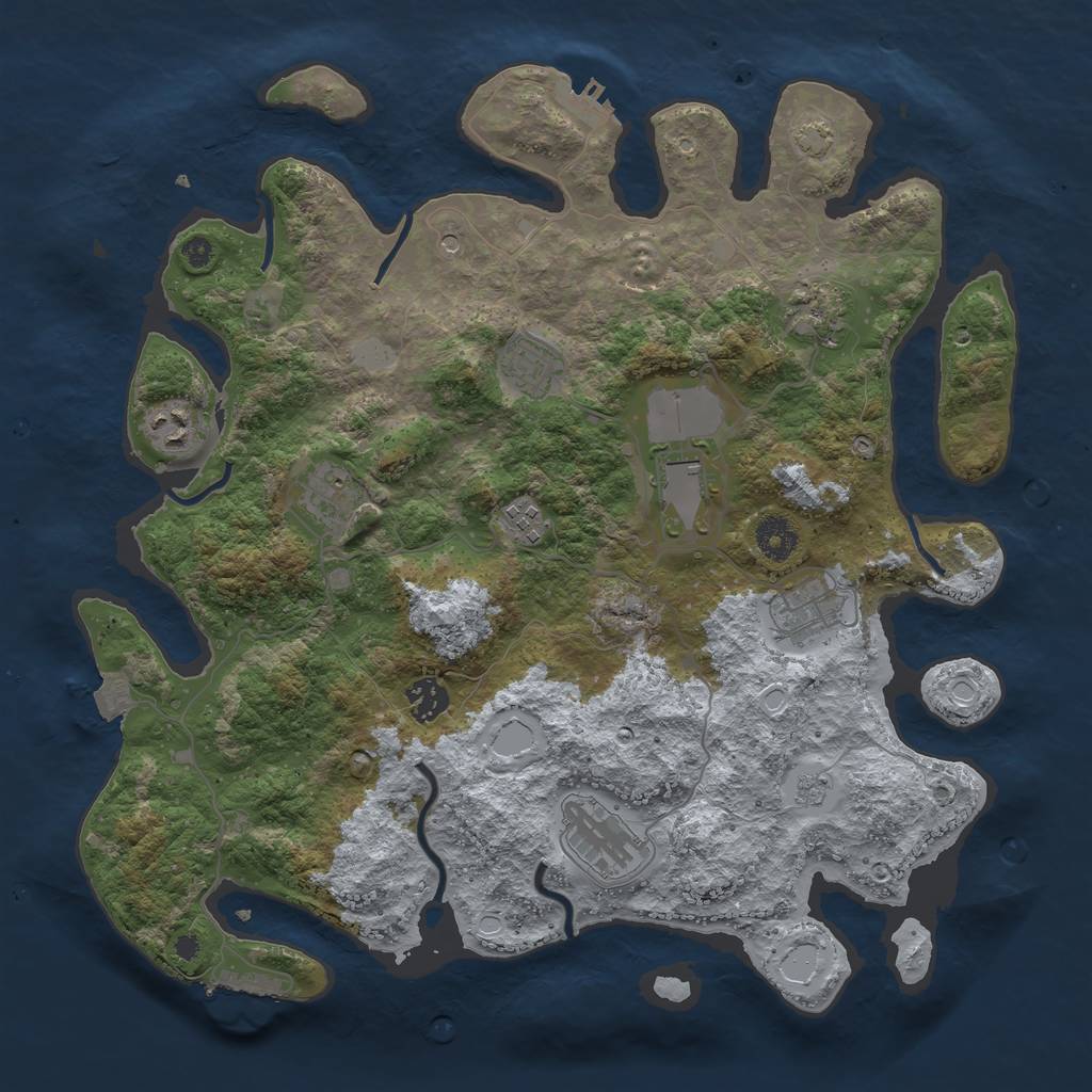 Rust Map: Procedural Map, Size: 3800, Seed: 41988579, 17 Monuments