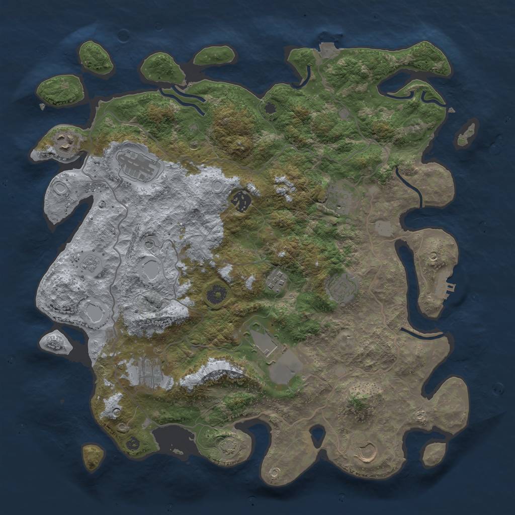 Rust Map: Procedural Map, Size: 4000, Seed: 1367912757, 16 Monuments