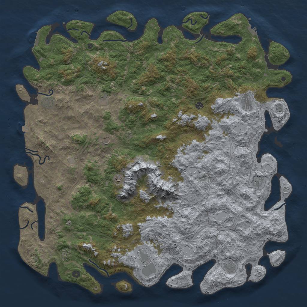 Rust Map: Procedural Map, Size: 6000, Seed: 1331426224, 19 Monuments