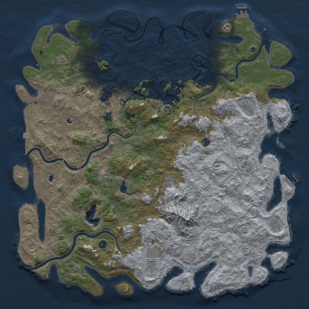 Rust Map: Procedural Map, Size: 6000, Seed: 1331426224, 17 Monuments