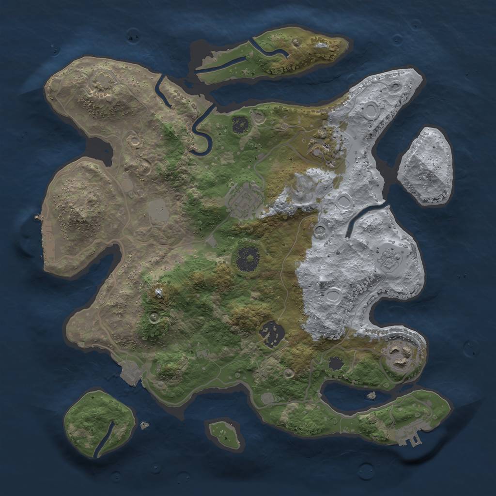Rust Map: Procedural Map, Size: 3000, Seed: 1222134, 12 Monuments