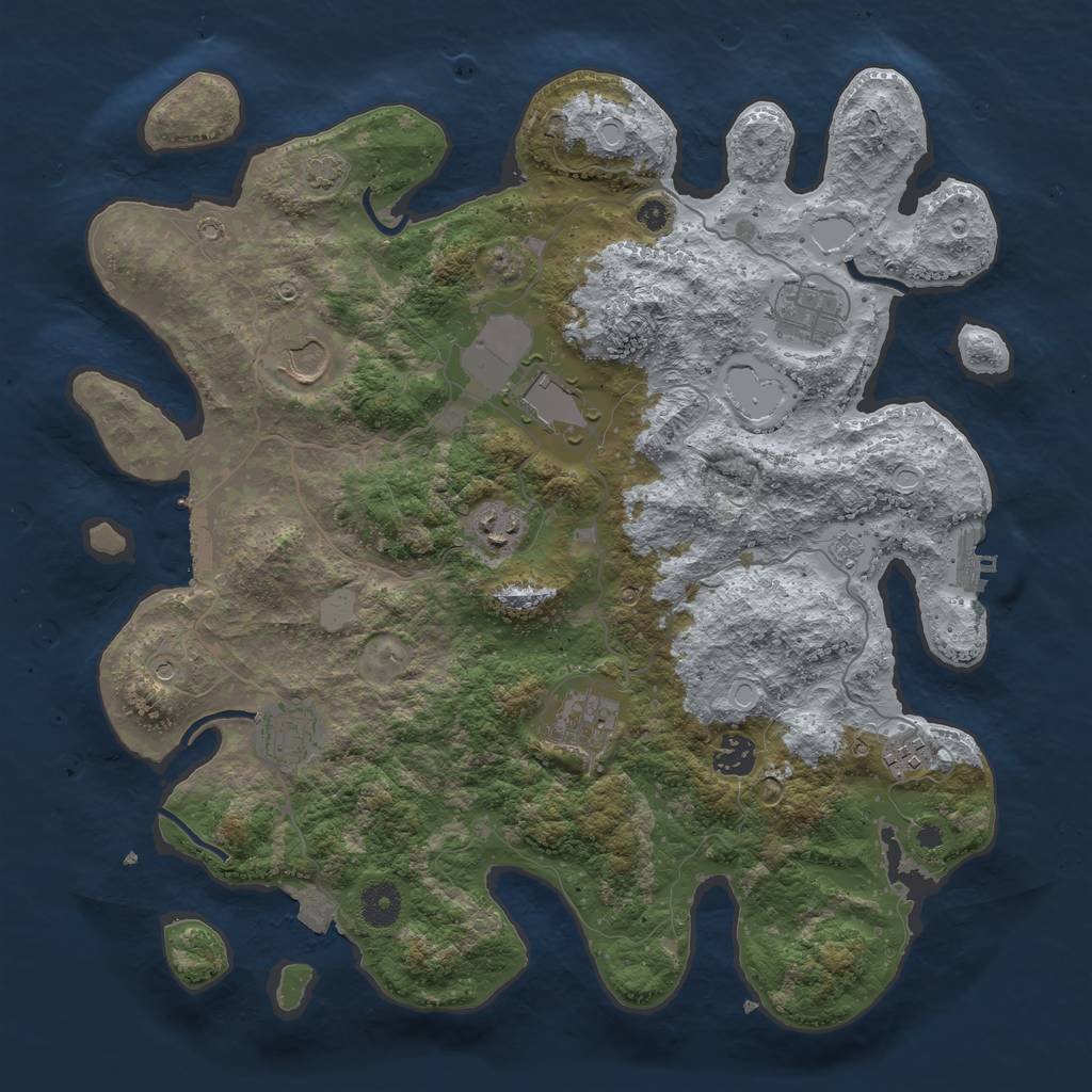 Rust Map: Procedural Map, Size: 3800, Seed: 557299, 16 Monuments