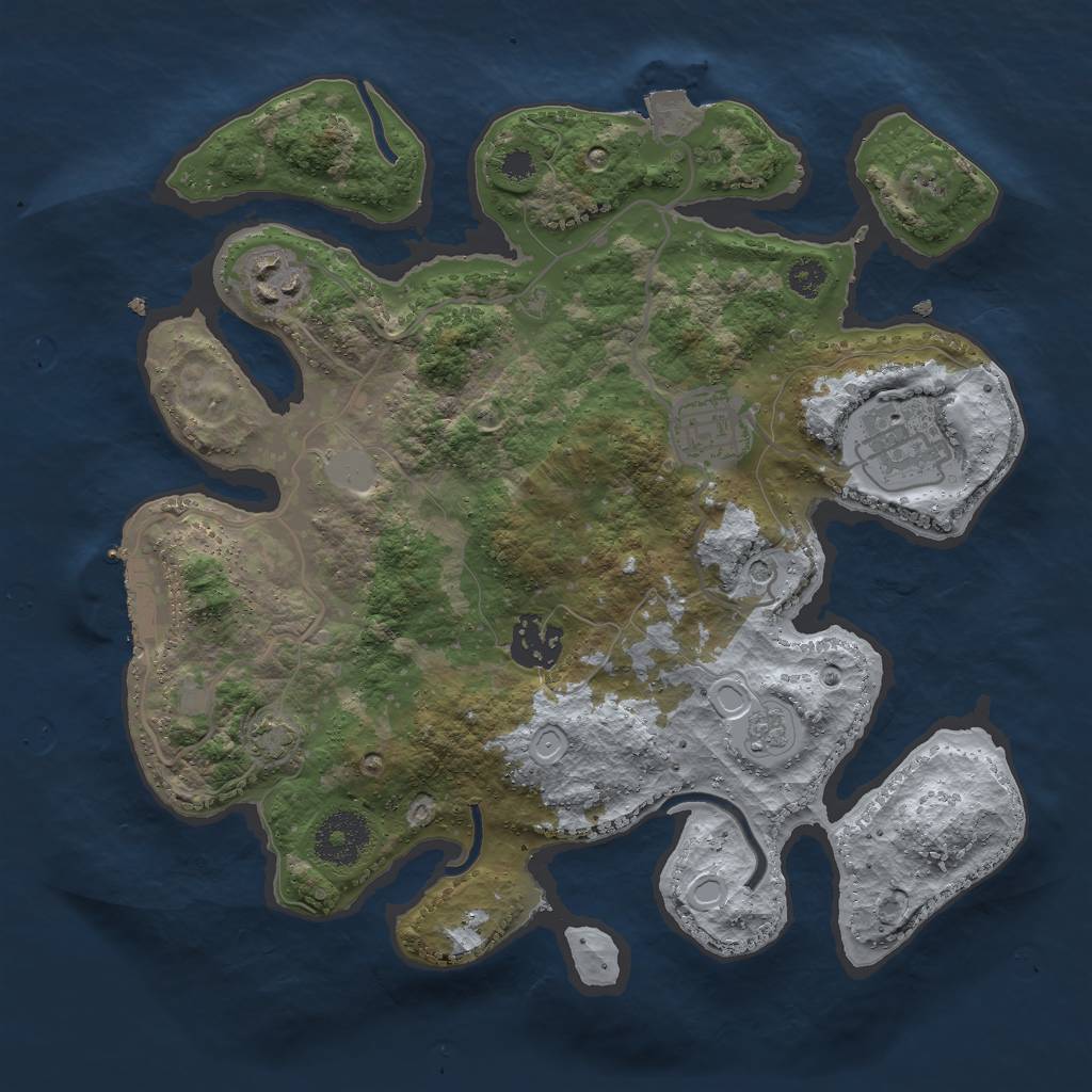 Rust Map: Procedural Map, Size: 3000, Seed: 1138117313, 11 Monuments