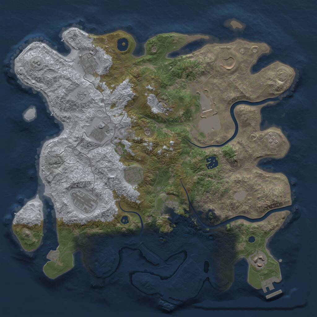 Rust Map: Procedural Map, Size: 3800, Seed: 9696777, 17 Monuments