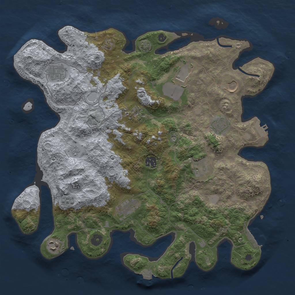 Rust Map: Procedural Map, Size: 3800, Seed: 9696777, 18 Monuments