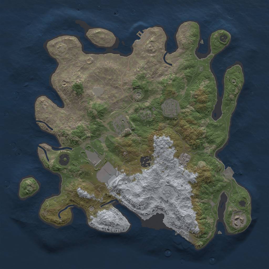 Rust Map: Procedural Map, Size: 3500, Seed: 52909171, 14 Monuments