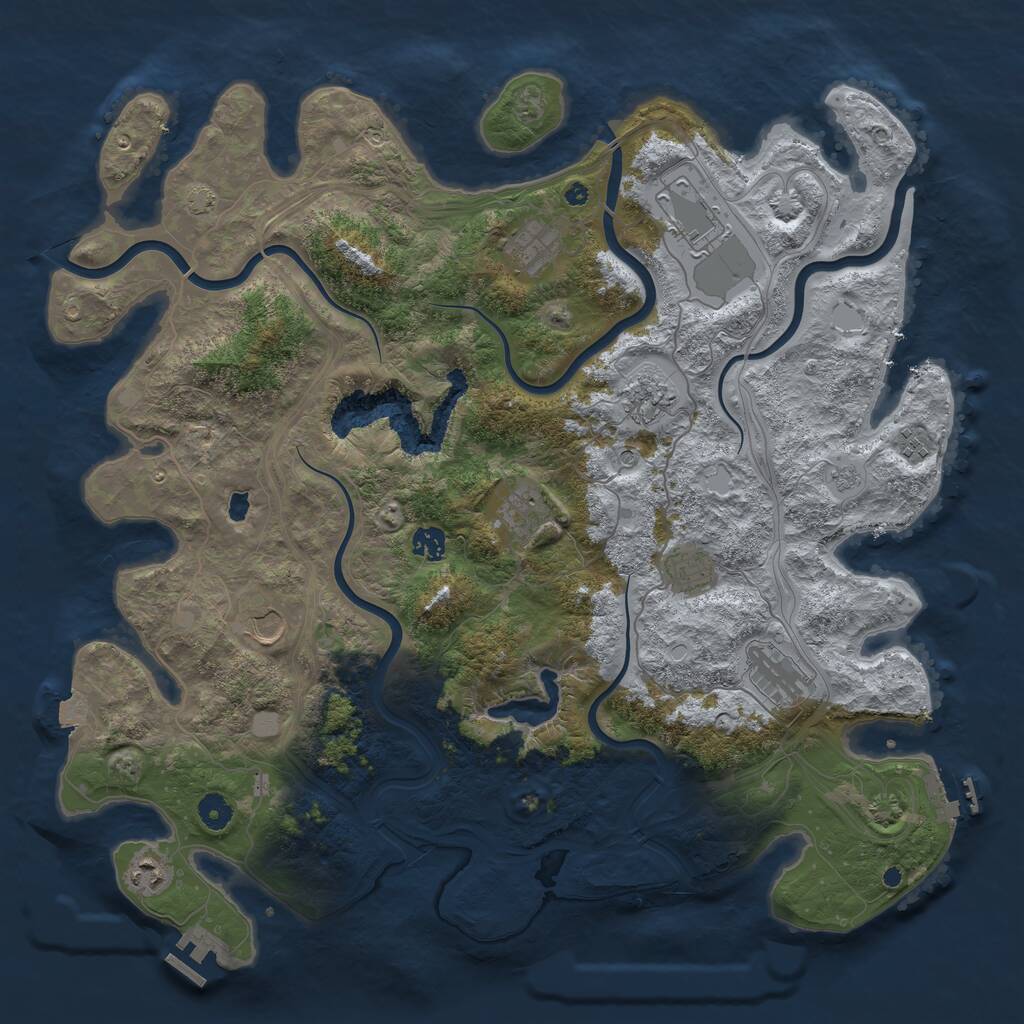 Rust Map: Procedural Map, Size: 4450, Seed: 25663, 16 Monuments