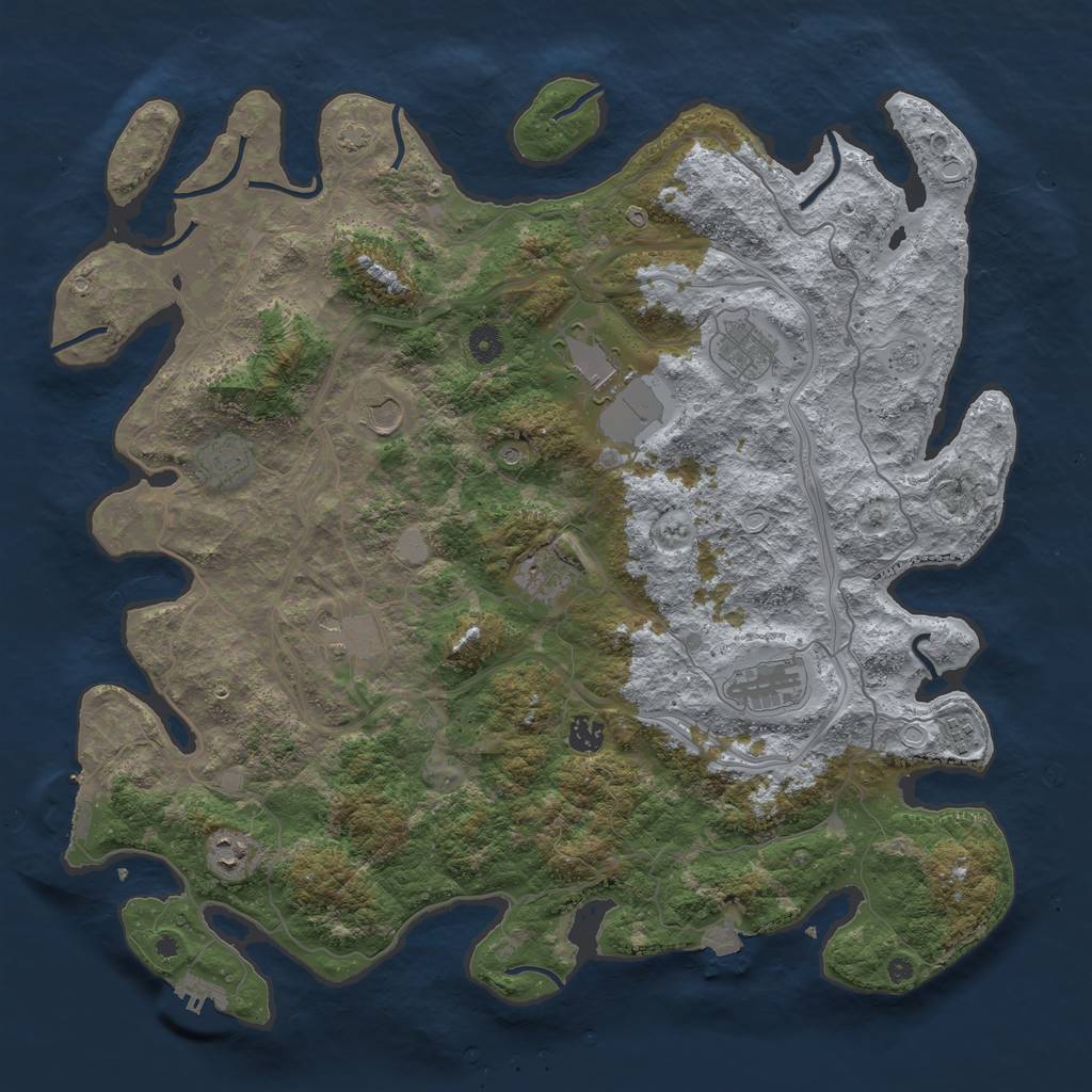 Rust Map: Procedural Map, Size: 4450, Seed: 25663, 18 Monuments