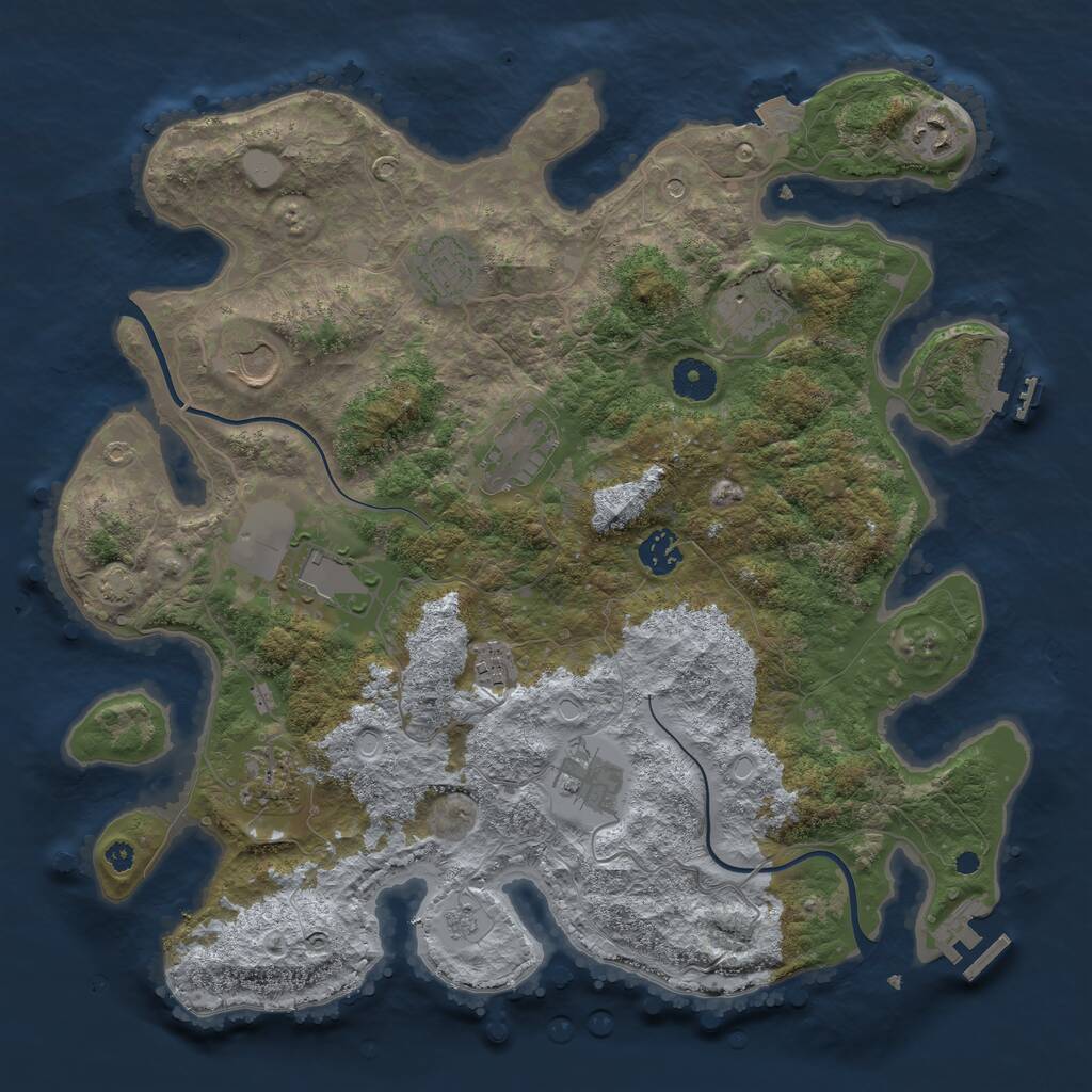 Rust Map: Procedural Map, Size: 3800, Seed: 86795, 16 Monuments
