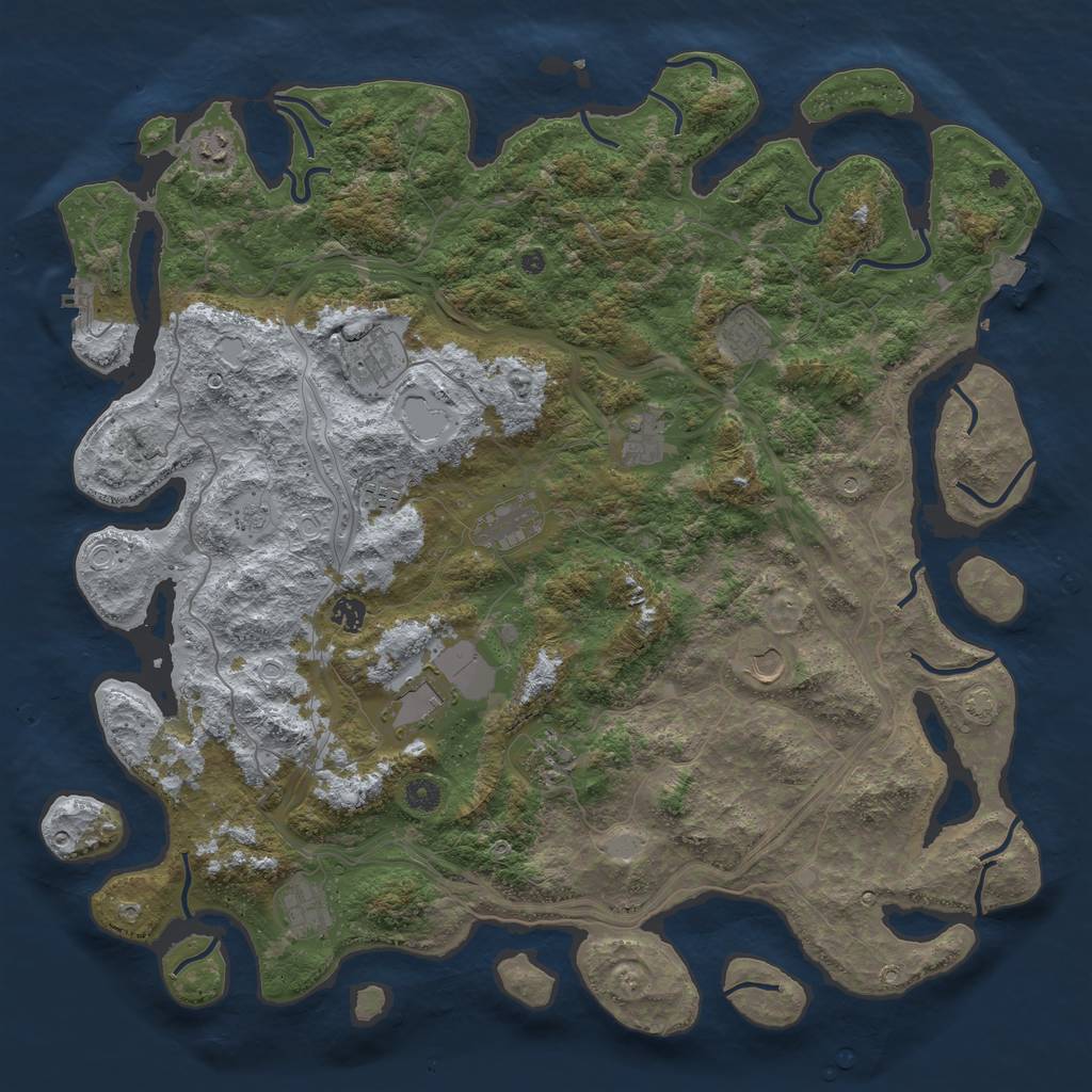 Rust Map: Procedural Map, Size: 4750, Seed: 143175, 18 Monuments