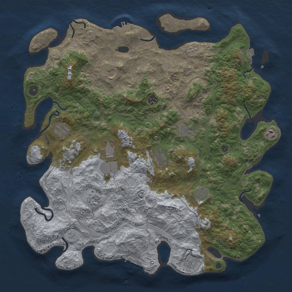 Rust Map: Procedural Map, Size: 4500, Seed: 269694803, 19 Monuments