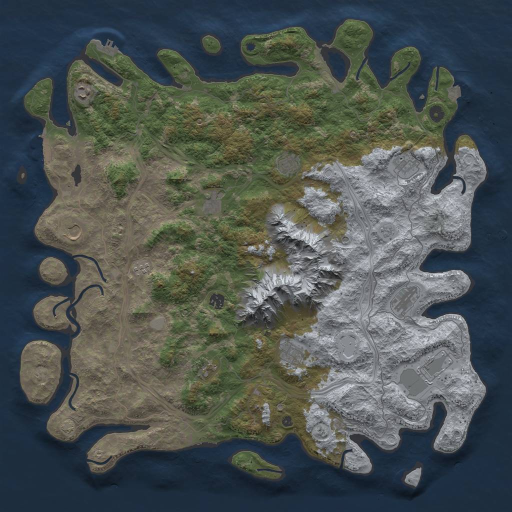 Rust Map: Procedural Map, Size: 5000, Seed: 1963831347, 19 Monuments